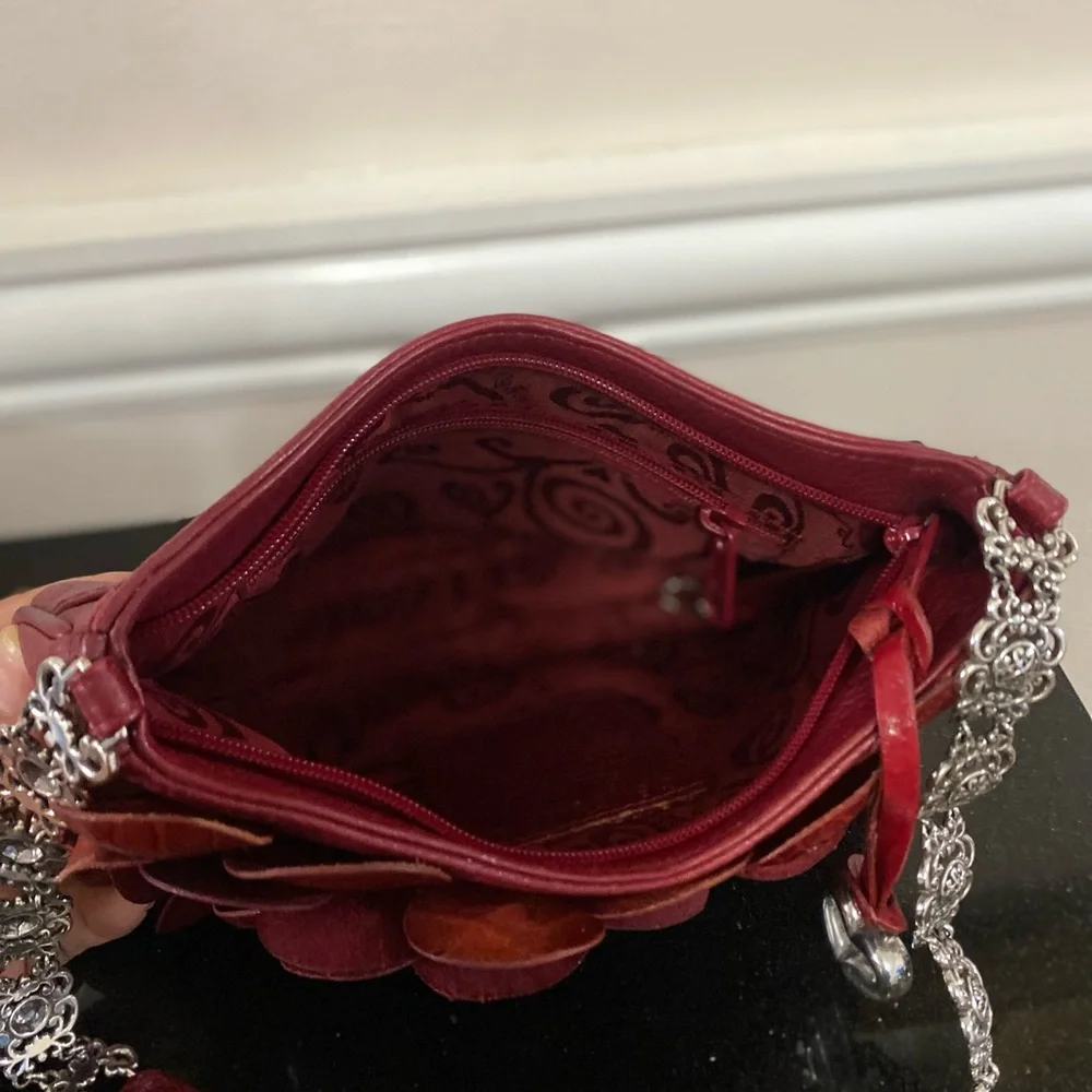 Brighton Rosalie Red Leather Flower Petal Shoulder Bag